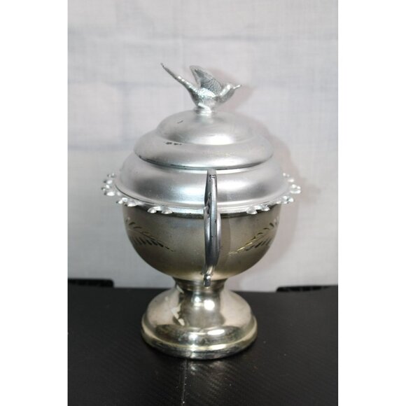 Vintage Silver Sugar Bowl With Lid And Unique Designs - Picture 5 of 9